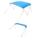 VEVOR 3 Bow Boat Bimini Top, 600D Polyester Canopy with Aluminum Alloy Frame, Waterproof &amp; Sun Shade Boat Awning Canopy with Storage Bag, 2 Support Poles, 4 Straps, 72"Lx(73"-78")Wx46"H, Pacific Blue