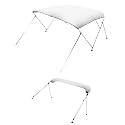 VEVOR 3 Bow Boat Bimini Tops, 600D Polyester Canopy with Aluminum Alloy Frame, Waterproof &amp; Sun Shade Boat Awning Canopy with Storage Bag, 2 Support Poles, 4 Straps, 72"Lx(85"-90")Wx46"H, Light Grey