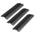VEVOR Drop Over Cable Cover, 17,500 lbs/Axle Load Capacity, 2 Channel Heavy Duty Floor Cord Cover, Cable Hose Protector Ramp, for Indoor, High Walking Traffic Areas, Home, Office, Warehouse, 3 Pack