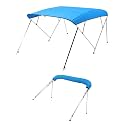 VEVOR 4 Bow Boat Bimini Tops, 600D Polyester Canopy with Aluminum Alloy Frame, Waterproof &amp; Sun Shade Boat Awning Canopy with Storage Bag, 2 Support Poles, 4 Straps, 8'Lx(91"-96")Wx54"H, Pacific Blue