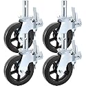 VEVOR 4 Pack Scaffolding Wheels, 8 x 2 Inch Scaffold Caster Wheels with Dual Locking Rubber Swivel Casters, 360 Degrees Heavy Duty Rubber Swivel Stem Casters with Brake, 2908LBS Capacity