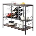 VEVOR 40 Inch Industrial Bar Cabinet, Wine Table for Liquor and Glasses, Sideboard Buffet Cabinet with Glass Holder &amp; Wine Rack, Freestanding Farmhouse Wood Coffee Bar Cabinet for Living Room Home Bar
