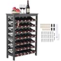 VEVOR 42 Bottle Modular Wine Rack, 7-Tier Solid Bamboo Wood Storage Racks with Table Top, Floor Freestanding Wines Holder Display Shelf, Wobble-Free Shelves for Kitchen, Bar, and Cellar (Black)