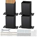 VEVOR 4x4 Post Bracket, 4PC Post Base Brackets, Inner Size 3.6"x3.6" Heavy Duty Powder-Coated Post Anchor Matte Black Wood Post Brackets for Pavilion Deck Railing Support Deck Base Plate