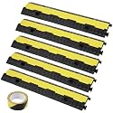 VEVOR 5 Pack Rubber Cable Protector Ramp 2 Channel 12000 lbs/Axle Capacity