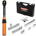 VEVOR 50Pcs Torque Wrench Set, 1/4 Inch Drive, 20-240IN.LB(2.3-27.1Nm), 72-Tooth Inch Pound Click Torque Wrench with Bit Sockets, Adapters, for MTB, E-Bike, Motorcycle