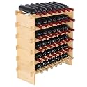 VEVOR 6-Tier 48 Bottles Stackable Modular Wine Rack, Freestanding Wines Holder Display Shelf, Solid Bamboo Wood Storage Racks, Wobble-Free Shelves for Kitchens, Dining Rooms, Cellars, Natural Color