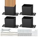 VEVOR 6x6 Post Base, 4 Pack, 5.6"×5.6" Inner Size, Heavy Duty Powder-Coated Matte Black Post Anchor Bracket for Wood Posts, Pavilion Deck Railing Support