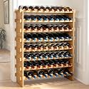 VEVOR 8-Tier 72 Bottles Stackable Modular Wine Rack, Freestanding Wines Holder Display Shelf, Solid Bamboo Wood Storage Racks, Wobble-Free Shelves for Kitchens, Dining Rooms, Cellars, Natural Color