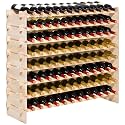 VEVOR 96 Bottle Stackable Modular Wine Rack, 8-Tier Wine Bottle Holder,Solid Wood Floor Freestanding Wine Storage Rack for Pinot Noir Bottles,for Kitchen, Cellar, and Bar, Natural