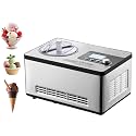 VEVOR Automatic Ice Cream Maker with Built-in Compressor, 2 Quart No Pre-freezing Fruit Yogurt Machine, Stainless Steel Electric Sorbet Maker, 3 Modes Gelato Maker with LCD Display &amp; Timer, Silver