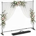 VEVOR Backdrop Stand 10 x 8 Ft, Height Adjustable Background Stand with 1 Carrying Bag, Photo Backdrop for Party Wedding Studio Trade Show