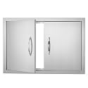 VEVOR BBQ Access Door, 28W x 19H Inch Double Outdoor Kitchen, Stainless Steel Flush Mount, Wall Vertical with Handles, for BBQ Island, Grilling Station, Outside Cabinet
