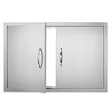 VEVOR BBQ Access Door, 33W x 22H Inch Double Outdoor Kitchen Door, Stainless Steel Flush Mount, Wall Vertical with Handles, for BBQ Island, Grilling Station, Outside Cabinet