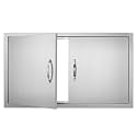 VEVOR BBQ Access Door, 36W x 21H Inch Double Outdoor Kitchen Door, Stainless Steel Flush Mount Door, Wall Vertical Door with Handles, for BBQ Island, Grilling Station, Outside Cabinet, Silver