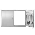 VEVOR BBQ Access Door, 39W x 26H Inch Double Outdoor Kitchen, Stainless Steel Flush Mount, Wall Vertical with Handles and Hooks, for BBQ Island, Grilling Station, Outside Cabinet