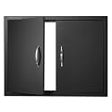 VEVOR BBQ Access Door, 788x610 mm Double Outdoor Kitchen Door, Cold Plate Flush Mount Doors, Wall Vertical Doors with Handles, for BBQ Island, Grilling Station (Stainless Steel + Oil-Sprayed Product)