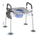 VEVOR Bedside Commode Chair, 500 lbs Capacity, 4-in-1 Portable Toilet and Raised Toilet Seat with Padded Seat &amp; Armrest, Detachable 5L Bucket, Adjustable Height &amp; Width Adult Potty Chair for Seniors