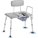 VEVOR Bedside Commode Chair, 500 lbs Load Capacity, 4-in-1 Portable Toilet and Raised Toilet Seat with Detachable 5L Bucket, Padded Seat and Backrest, Adjustable Height Adult Potty Chair for Seniors