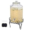 VEVOR Beverage Dispenser, 2.5 Gallon Drink Dispensers for Parties, Glass Juice Dispenser with Metal Stand, Stainless Steel Spigot, Iced Tea Lemonade Juice Water Dispensers for Parties