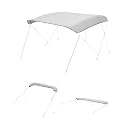 VEVOR Bimini Top Cover Replacement, Fit 4 Bow Boat 600D Polyester Canopy, Waterproof &amp; Sun Protection Boat Awning Canopy with Storage Bag, 96" Lx(91"-96") W, Light Grey (Support Frame Not Included)