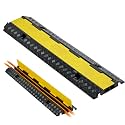 VEVOR Cable Protector Ramp, 2 Channel Rubber Cord Hose Wire Cover, 1.3 x 1.2 in Channel Size, 39.57'' Traffic Driveway Speed Bump with Flip-Open Top Cover, 22,000 lbs/axle Capacity for Indoor Outdoor
