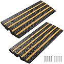 VEVOR Car Driveway Rubber Curb Ramp, 2 Pack 48.8-inch-Long Heavy Duty Low Profile Slope Ramps, 2.6’’ Rise, 33069 lbs Load Capacity, Reflective Safety Strips, for Vehicles, RVs, and Wheelchairs