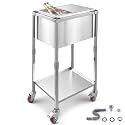 VEVOR Commercial Ice Bin, Underbar Ice Bin, Stainless Steel Ice Chest with Sliding Lid, Bottle Holders, Adjustable Bullet Feet, Cooler Cart Cocktail Unit for Bar Restaurant Pub