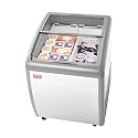 VEVOR Commercial Ice Cream Display Case, 5.4 Cu.ft Chest Freezer, -19 to 3℉ Temp Adjustable Mobile Top Deep Freezer with 2 Wire Baskets, 2 Sliding Glass Doors, Locking Casters & LED Strip Lighting