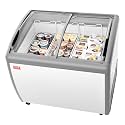 VEVOR Commercial Ice Cream Display Case, 9.3 Cu.ft Chest Freezer, -19 to 3℉ Temp Adjustable Mobile Top Deep Freezer with 3 Wire Baskets, 2 Sliding Glass Doors, Locking Casters & LED Strip Lighting