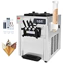 VEVOR Commercial Ice Cream Machine, 18-28 L/H Yield, 1850W 3-Flavor Countertop Soft Serve Ice Cream Maker, 2 x 5.5L Stainless Steel Cylinder, LED Panel Auto Clean Pre-cooling, for Restaurant Bars