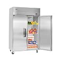 VEVOR Commercial Reach-In Refrigerator 48" W, 33 Cu.Ft Stainless Steel Upright Refrigerator with Double Glass Doors, Auto-Defrost, 6 Adjustable Shelves, 32 to 50℉ Temp Control, UL Certified