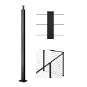 VEVOR Corner Cable Railing Post, 10 Holes, 36x1x2 Inches Stainless Steel Cable Railing System Kit for Indoor Outdoor Deck Balcony, 1 Pack, Black, Product ID 1JZLGZXHS914IVCFL001V0
