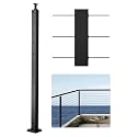 VEVOR Corner Cable Railing Post, 12 Holes, 42x1x2 Inches Stainless Steel Cable Railing System Kit for Indoor Outdoor Deck Balcony, 1 Pack, Black, Product ID 1JZLGZXHS10607YXO001V0