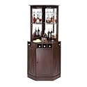 VEVOR Corner Industrial Bar Cabinet, Wine Table for Liquor &amp; Glasses, Sideboard Buffet Cabinet with Glass Holder, Freestanding Farmhouse Wood Coffee Bar Cabinet for Living Room, Home Bar, Black Walnut
