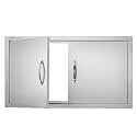 VEVOR Double BBQ Access Door, 34W x 19H Inch Stainless Steel Flush Mount Vertical Wall Door with Handles for BBQ Island, Grilling Station, Outside Cabinet