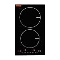 VEVOR Electric Cooktop, 2 Burners, 12'' Induction Stove Top, Built-in Magnetic Cooktop 1800W, 9 Heating Level Multifunctional Burner, LED Touch Screen w/Child Lock &amp; Over-Temperature Protection