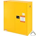 VEVOR Flammable Cabinet 18" x 43" x 50", Cold-Rolled Steel Flammable Liquid Storage Cabinet 34 Gal with 2 Adjustable Shelves/2 Manual Closing Doors for Industrial Use, Yellow
