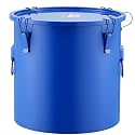 VEVOR Fryer Grease Bucket, 10 Gal Oil Disposal Caddy Carbon Steel Fryer Oil Bucket with Rust-Proof Coating, Oil Transport Container with Lid, Lock Clips, Filter Bag for Hot Cooking Oil Filtering, Blue