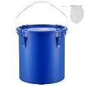 VEVOR Fryer Grease Bucket - 6 Gal Carbon Steel Oil Disposal Caddy with Rust-Proof Coating, Transport Container with Lid, Lock Clips, Filter Bag for Hot Cooking Oil Filtering