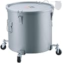 VEVOR Fryer Grease Bucket, 16 Gal Oil Disposal Caddy with Caster Base, Carbon Steel Rust-Proof Coating, Oil Transport Container with Lid, Lock Clips, Filter Bag for Hot Cooking Oil Filtering, Gray