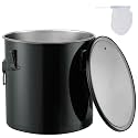 VEVOR Fryer Grease Bucket, 8 Gal Oil Disposal Caddy Stainless Steel Fryer Oil Bucket Rust-Proof Coating, Oil Transport Container with Lid, Lock Clips, Filter Bag for Hot Cooking Oil Filtering, Black