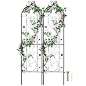 VEVOR Garden Trellis for Climbing Plants, 60 x 15 in, 2 Packs Rustproof Metal Garden Flower Trellis, Outdoor Climbing Rose Trellis Cucumbers Support, Decorative Clematis Trellis for Courtyards Lawns