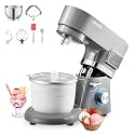 VEVOR Ice Cream Maker, 1.8 Qt. Capacity, 6-Speed Electric Stand Mixer, with LED Digital Display & Timer, Mixing Paddle, Dough Hook, Splash Guard, for Homemade Frozen Yogurt Fruit Sorbet Gelato, Grey