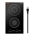 VEVOR Built in Electric Stove Top,Electric Induction Cooktop 12In 2 Burners, Induction Cooktop, Touch &amp; Independent Control, 9 Power Levels, Easy-Clean Ceramic Glass, Child Lock, 1800W, 110V US Plug