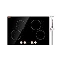 VEVOR Induction Cooktop, 6600W Electric Countertop Burner, 4 Burner Knob Control Stove, Built-in Induction Cooktop with 12 Temperature Settings, Glass Surface, Auto Shut-Off