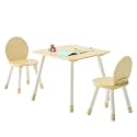 VEVOR Kids Table and 2 Chairs Set, Toddler Table and Chair Set with Rounded Edge Design & Graffiti Desktop, Wooden Desk for Art, Craft, Reading, Learning, Drawing, Classroom/Daycare/Home, Burlywood