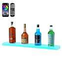 VEVOR LED Lighted Liquor Bottle Display, 1 Tier 30 Inch Wall Mounted Whiskey Rack Stand, 1 Step Commercial Illuminated Home Bar Shelf, Acrylic Drinks Light Shelves with RF Remote & App Control