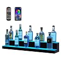 VEVOR LED Lighted Liquor Bottle Display, 2 Tiers 40 Inches, Supports USB, Illuminated Home Bar Shelf with RF Remote &amp; App Control 7 Static Colors 1-4 H Timing, Acrylic Lighting Shelf for 20 Bottles