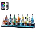 VEVOR LED Lighted Liquor Bottle Display, 2 Tiers 48 Inch Commercial Illuminated Home Bar Shelf, 2 Steps Whiskey Rack Stand, Acrylic Drink Shelves with RF Remote &amp; App Control, and Multicolor Light